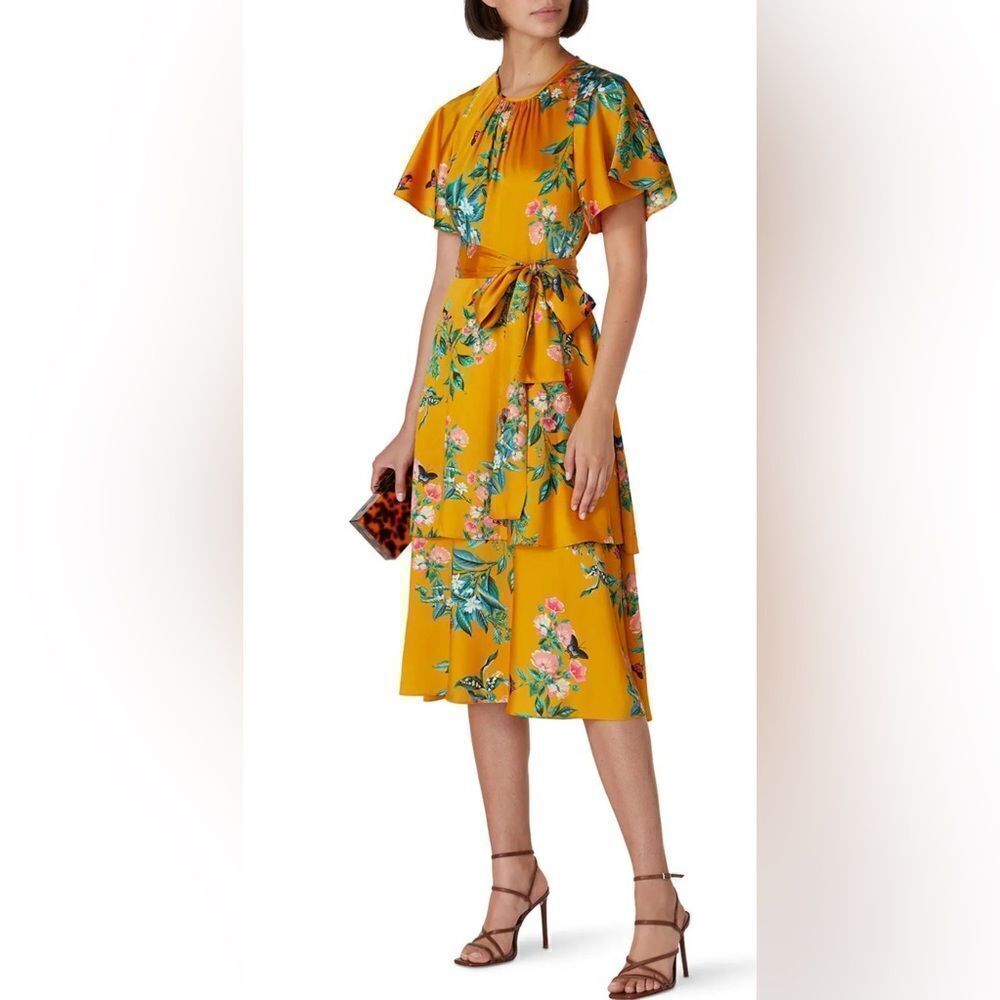 Great Jones Marigold Tiered Floral Dress Size XS Oversized